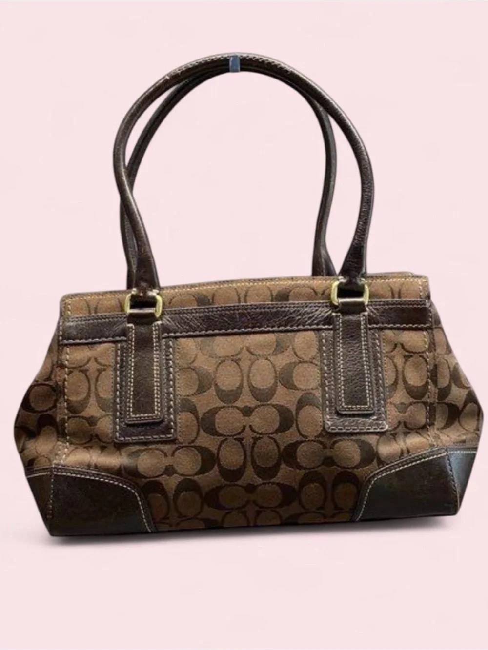 Vintage Coach Signature C Pattern Brown Tote Handbag